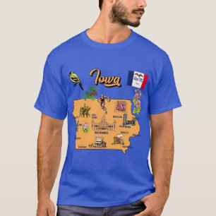 Hand Drawn Illustration of Iowa state Map with Tou T-Shirt