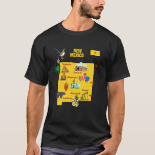 Hand Drawn Illustration of New Mexico Map Tourist  T-Shirt