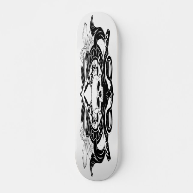 Hand Drawn Illustration of Skull and Squid Skateboard (Front)