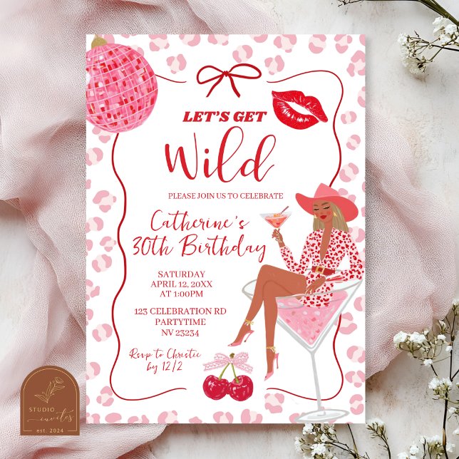 Hand Drawn Illustration Red Pink Let's Get Wild Bi Invitation (Creator Uploaded)