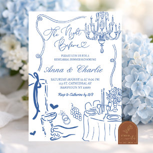 Hand Drawn Illustration Rehearsal Dinner Invitation
