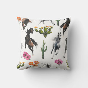 Hand drawn illustration. Seamless pattern. Cute ca Throw Pillow