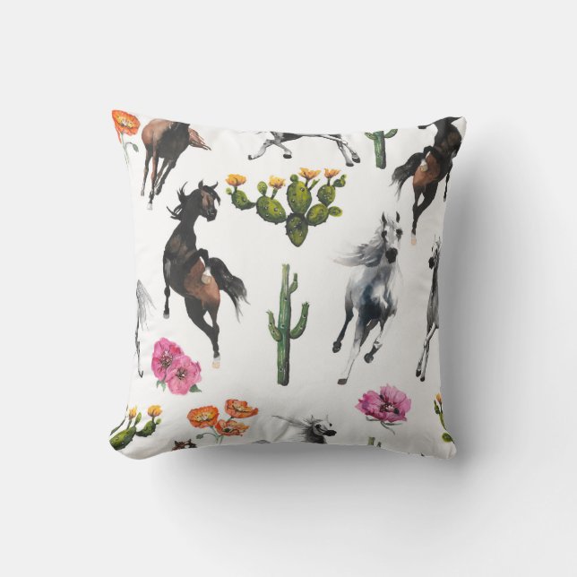 Hand drawn illustration. Seamless pattern. Cute ca Throw Pillow (Front)