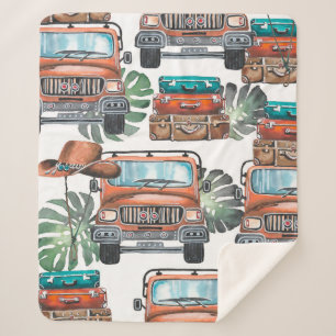 Hand drawn illustration. Watercolor seamless patte Sherpa Blanket