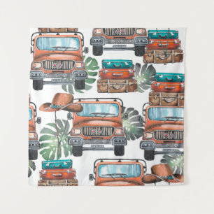 Hand drawn illustration. Watercolor seamless patte Tapestry