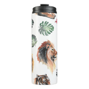 Hand drawn illustration. Watercolor seamless patte Thermal Tumbler