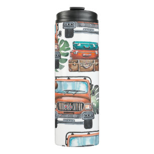Hand drawn illustration. Watercolor seamless patte Thermal Tumbler