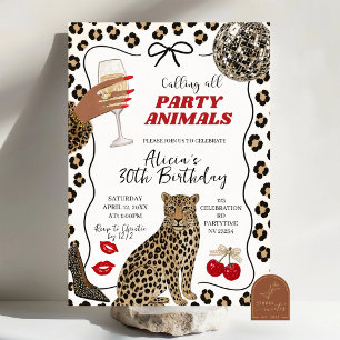 Hand Drawn Illustration Wild Party Animal Birthday Invitation