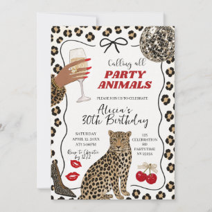 Hand Drawn Illustration Wild Party Animals Adult B Invitation