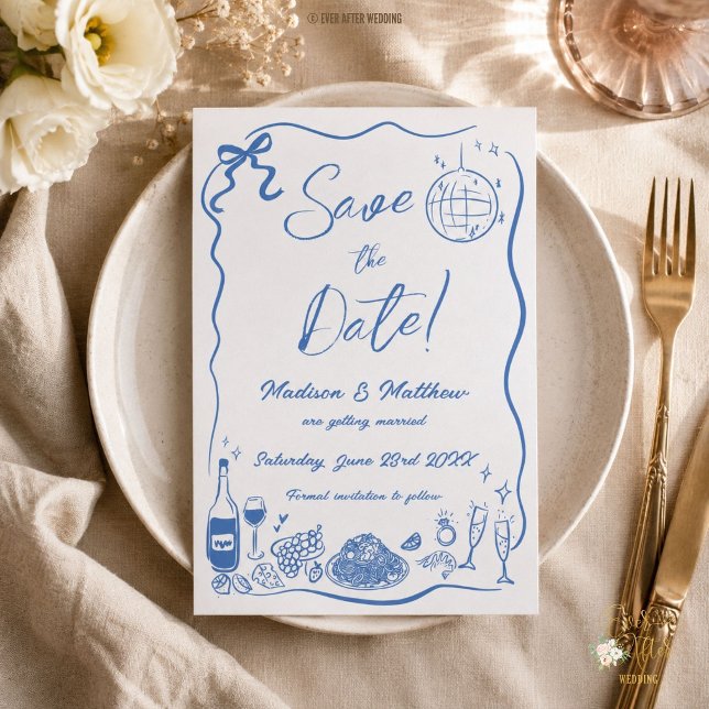 Hand Drawn Illustrations Scribble Doodles Wedding  Save The Date (Creator Uploaded)