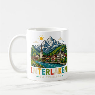 Hand Drawn Interlaken Switzerland Travel Art Coffee Mug