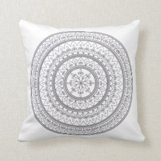 Hand Drawn Intricate Mandala Art For Colouring In Throw Pillow
