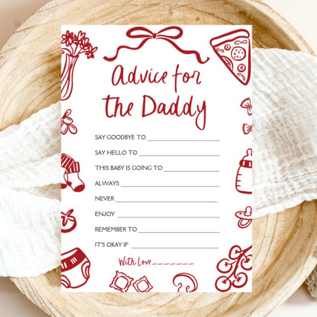Hand Drawn Italian Advice for the Daddy-to-be Card (Hand Drawn Italian Advice for the Daddy-to-be Card)