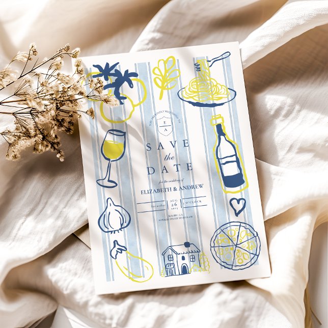 Hand Drawn Italian Food Wedding Save The Date (Creator Uploaded)