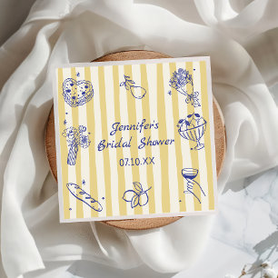 Hand Drawn Italian Lemon Bridal Shower Napkins