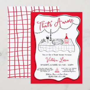 Hand Drawn Italian Pizza Wine Dinner Party Invitation