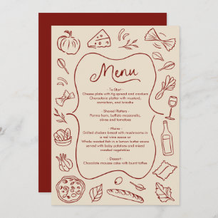 Hand Drawn Italian Style Menu Rustic Red & Cream