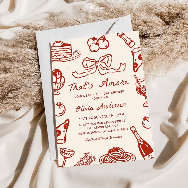 Hand Drawn Italian That's Amore Bridal Shower Invitation (Creator Uploaded)