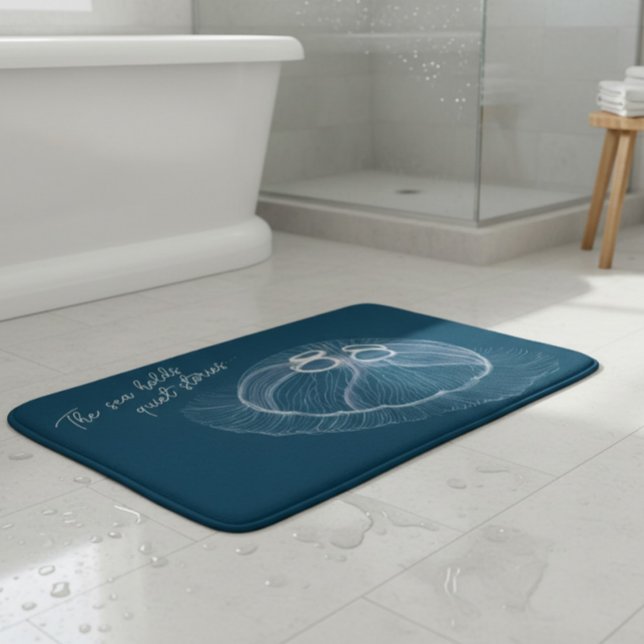 Hand drawn Jellyfish Art  Bath Mat (Creator Uploaded)