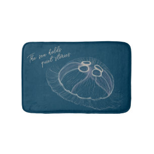 Hand drawn Jellyfish Art  Bath Mat