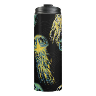 Hand drawn jellyfish texture. Raster hand drawn wa Thermal Tumbler