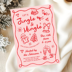 Hand Drawn Jingle and Mingle Christmas Party Invitation