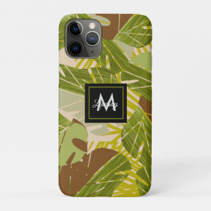 Hand Drawn Jungle Greenery Brown Leaf iPhone 11 Pro Case