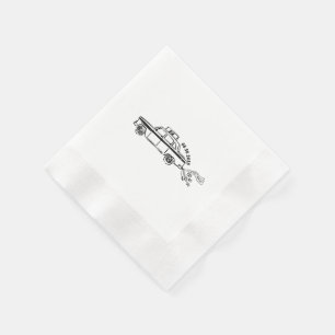 Hand Drawn Just married taxi wedding  Napkin