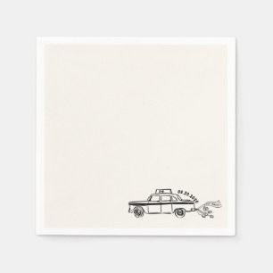 Hand Drawn Just married taxi wedding  Napkin