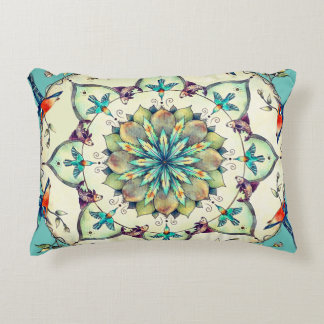 Hand Drawn Kingfisher Mandala  Accent Pillow