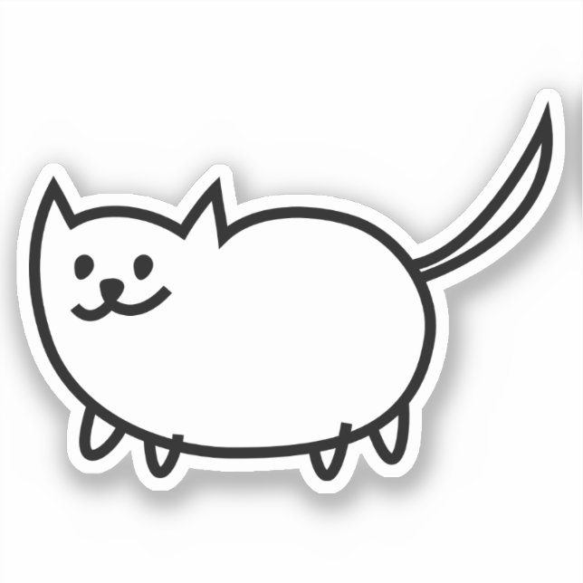 Hand Drawn Kitty Custom-Cut Vinyl Sticker (Front)