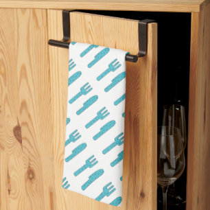 Hand Drawn Knife and Fork Kitchen Towel