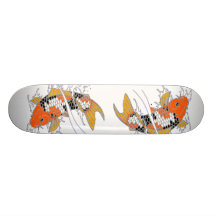 Hand Drawn Koi Skateboard Deck