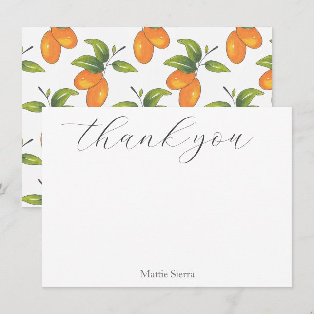 Hand Drawn Kumquats Pattern Thank You Card (Front/Back)