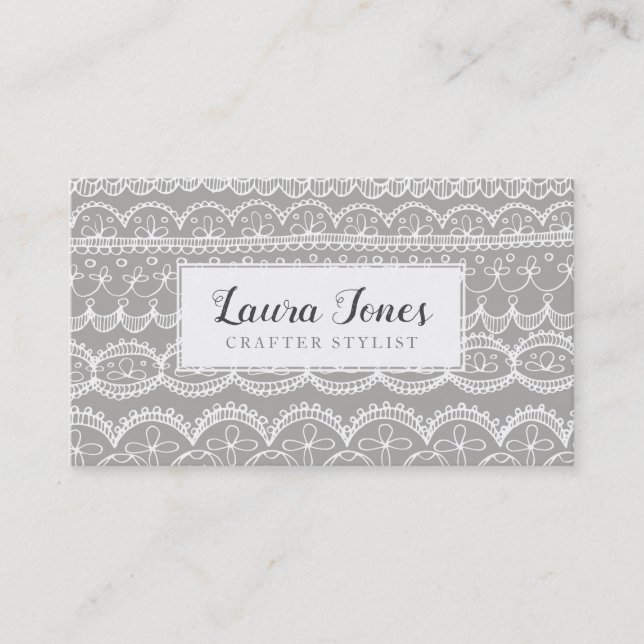 Hand Drawn Lace Crafters Bloggers Publicity Appointment Card (Front)