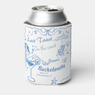 Hand Drawn Last Toast On The Coast Bachelorette Can Cooler