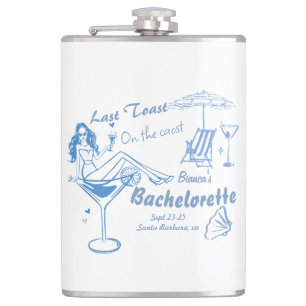 Hand Drawn Last Toast On The Coast Bachelorette  Hip Flask