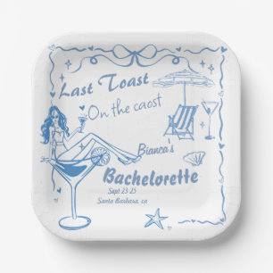 Hand Drawn Last Toast On The Coast Bachelorette Paper Plate