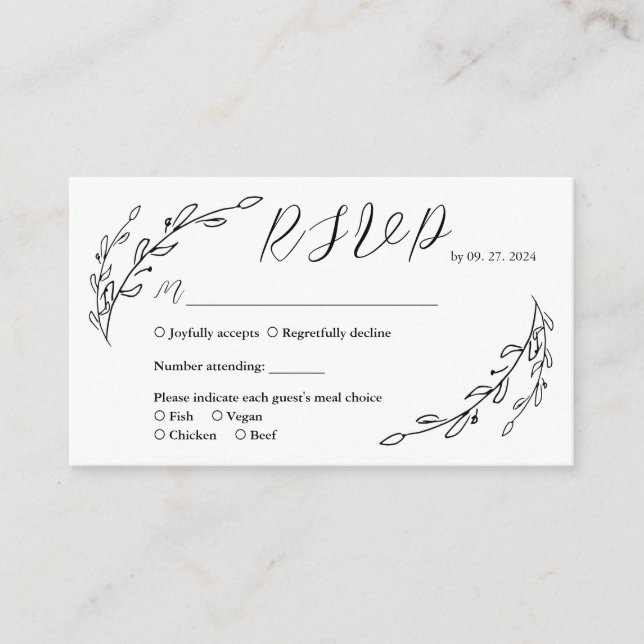 Hand Drawn Laurel Rsvp  Enclosure Card (Front)