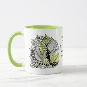 Hand-Drawn Leaf Doodle with Green and Quotation Mug