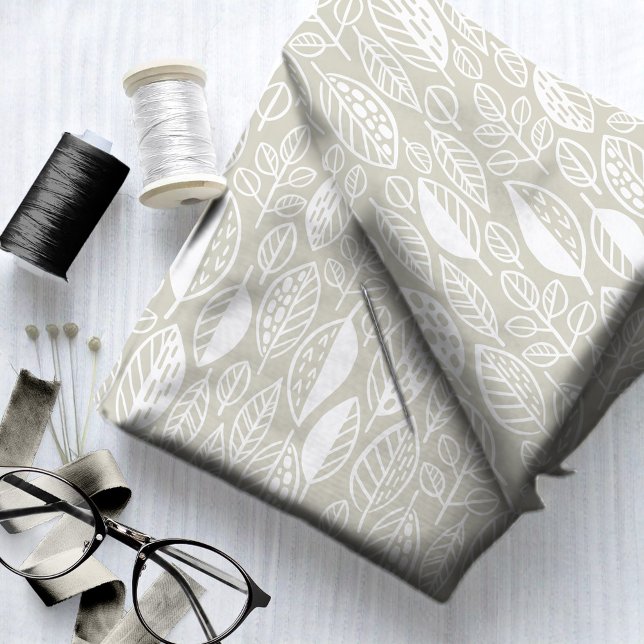 Hand Drawn Leaf Pattern White/Ecru ID495 Fabric (Creator Uploaded)