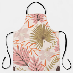 Hand Drawn Leaves: Exotic Jungle Pattern. Apron