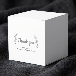 Hand drawn leaves wedding thank you favor box