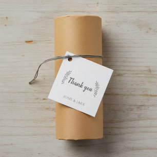 Hand drawn leaves wedding thank you favour tags