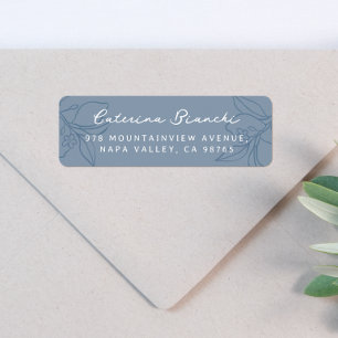 Hand Drawn Lemon Illustration Blue Return Address