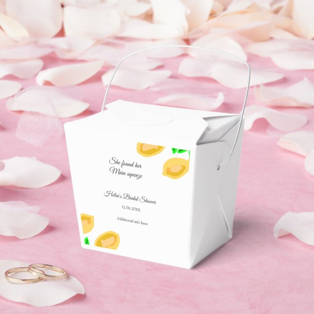 hand drawn lemon leaves add QR bridal shower Favor Box (Wedding)