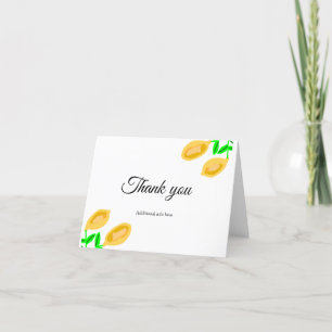 hand drawn lemon leaves add QR bridal shower Thank You Card