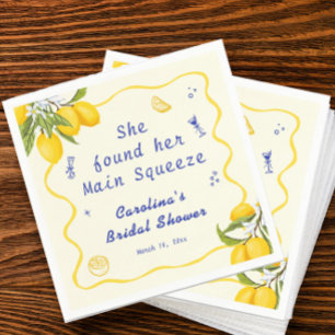 Hand Drawn Lemon Main Squeeze Bridal Shower Napkin