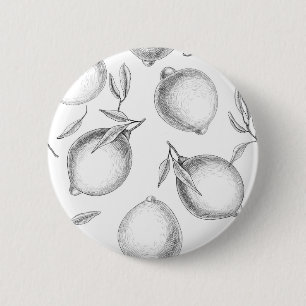 Hand drawn Lemon pattern 2 Inch Round Button