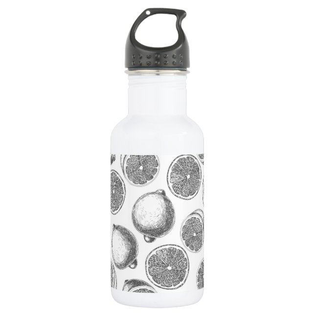 Hand drawn lemon pattern 532 ml water bottle (Front)